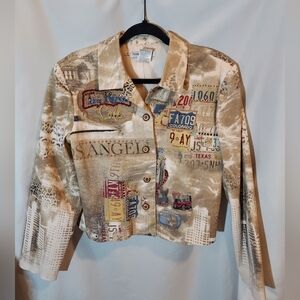 Vintage-Inspired Artsy Beige Embellished Blazer